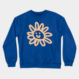 Soft Orange Daisy Flower Smiley Face Crewneck Sweatshirt